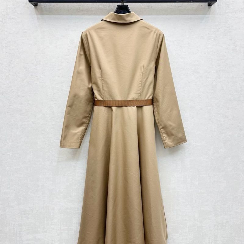 Prada beige midi dress with a belt.