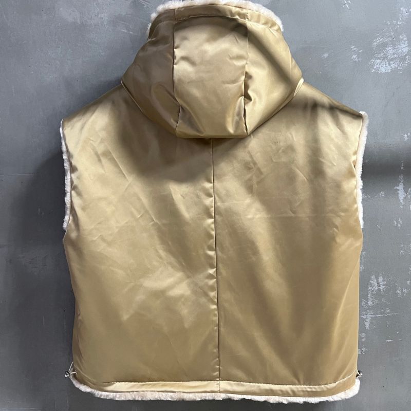 Prada sleeveless down jacket with a hood
