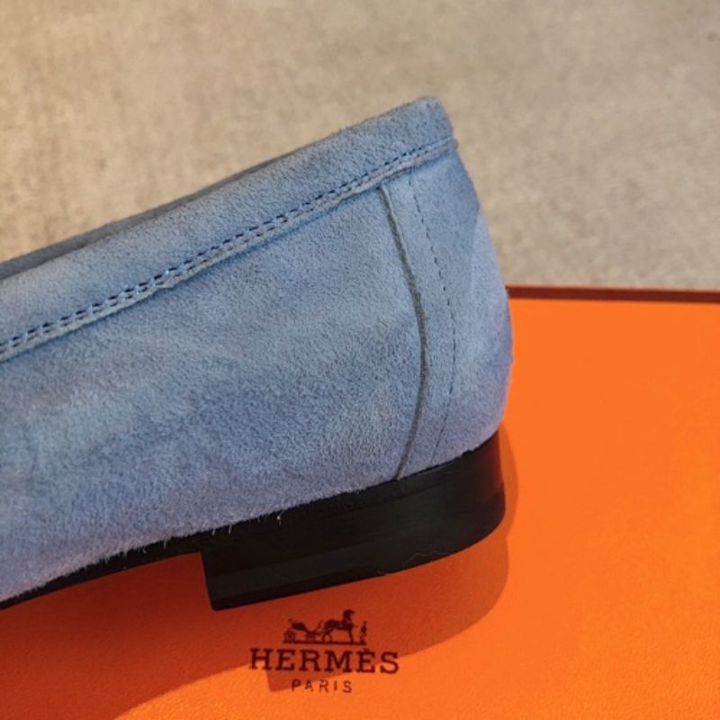 Hermès Paris Loafers in a soft light blue suede layout