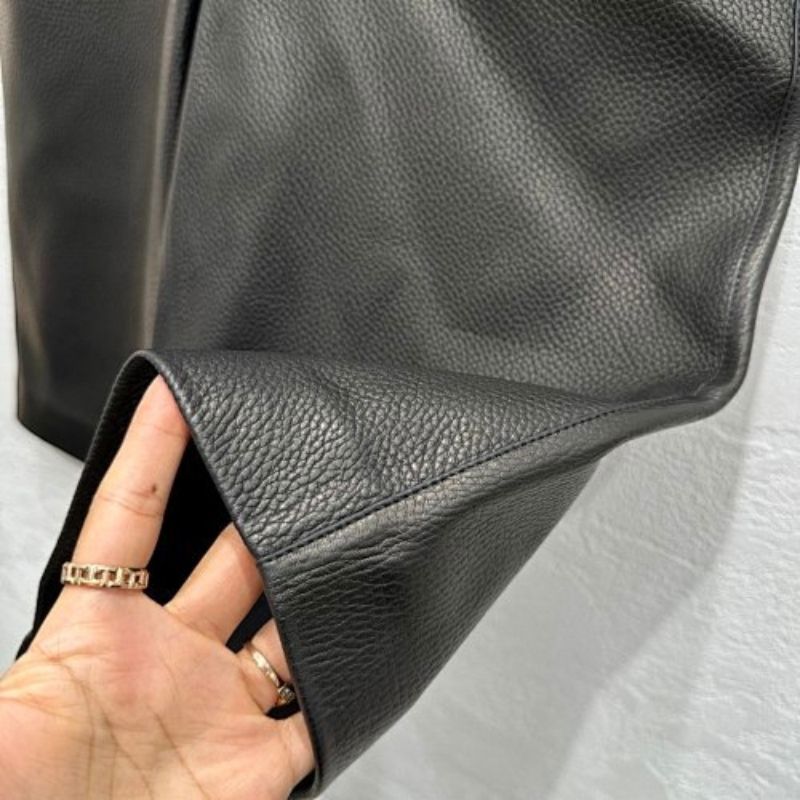 Hermès black wide-leg faux-leather Bermuda shorts