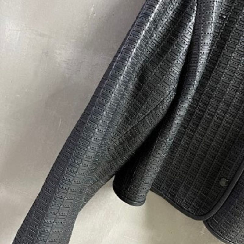 Christian Dior black textured faux-leather, cropped jacket