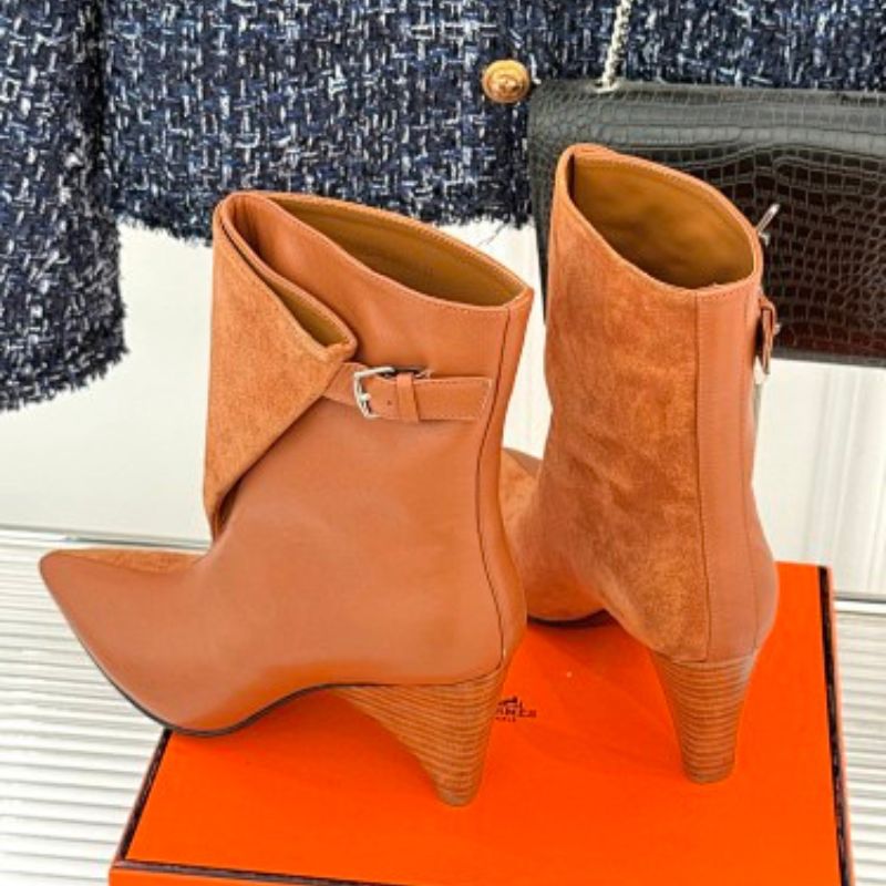 Hermès Hanae 85 ankle boots in a rich bronze-brown