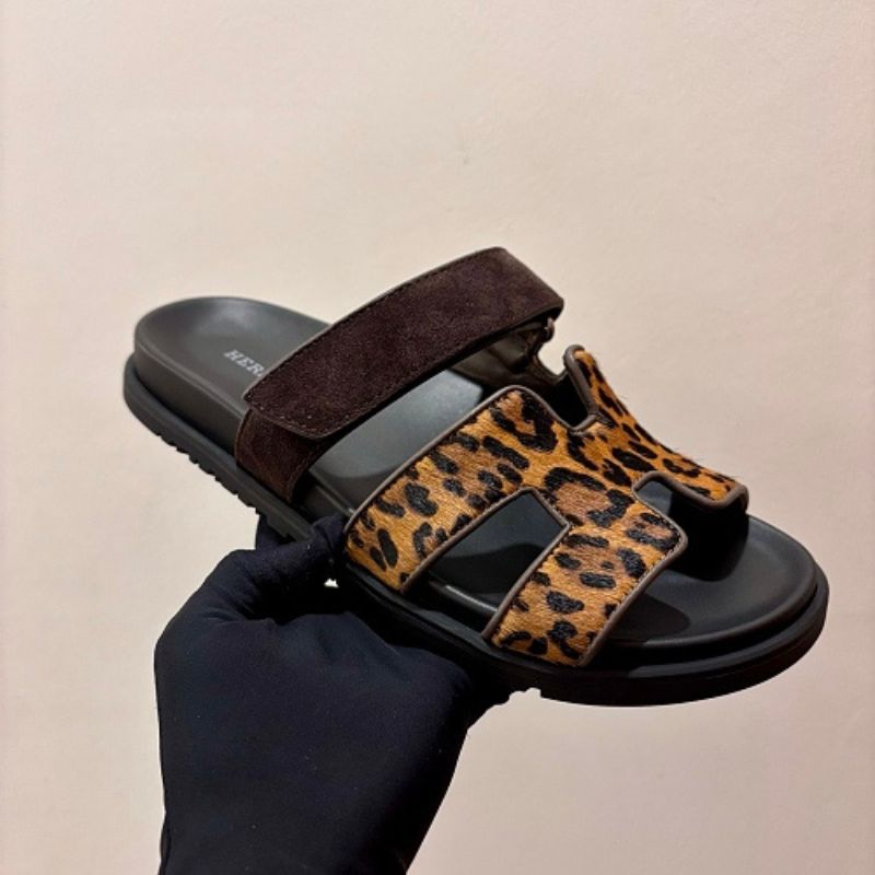 Hermès Chypre Sandals in a seasonal Leopard Print