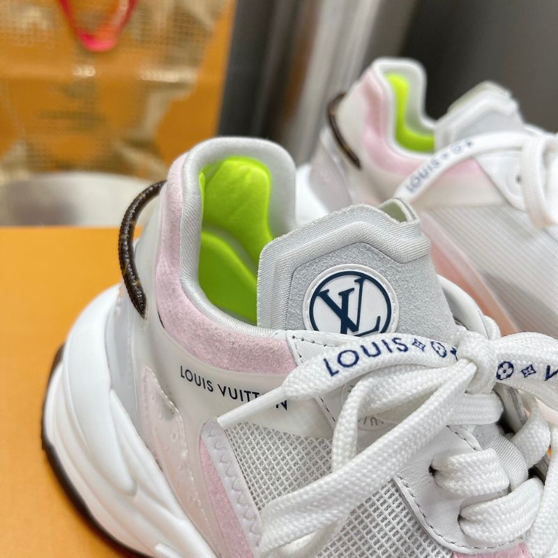 Louis Vuitton Run 55 Sneakers in the Grey/Light Pink/White
