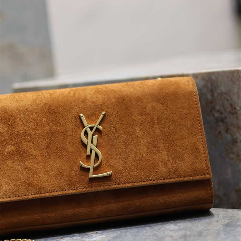 Saint Laurent Kate shoulder bag in brown suede