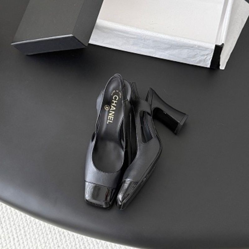 Chanel Lambskin Cap Toe CC Slingback Pumps