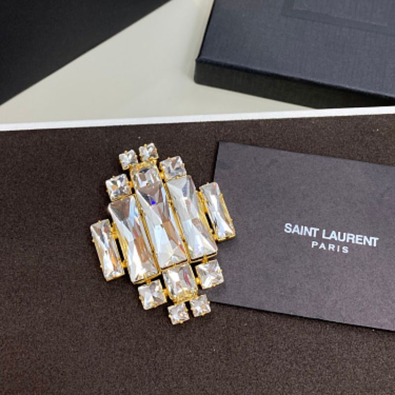 Saint Laurent Crystal Medallion Brooch