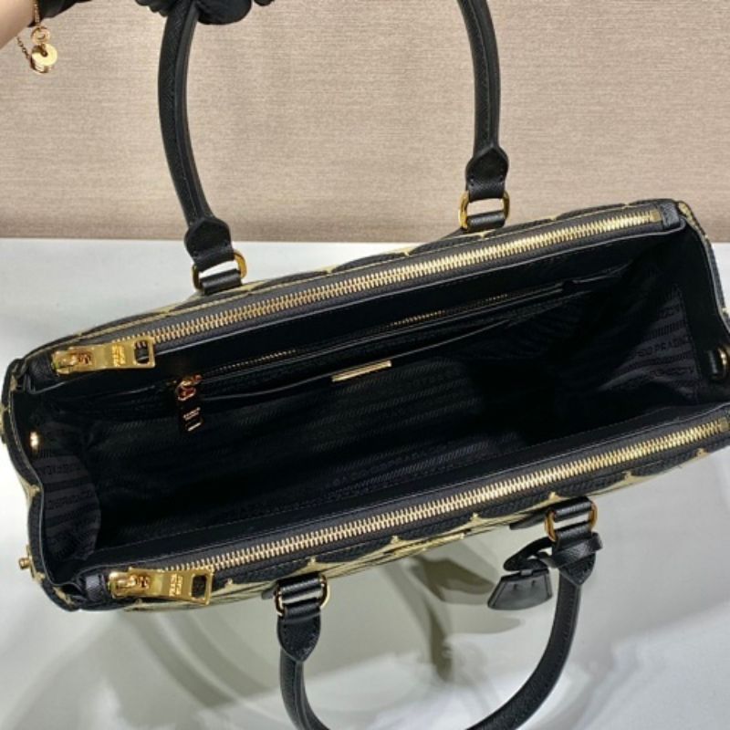 Prada Symbole Embroidered Fabric Handbag