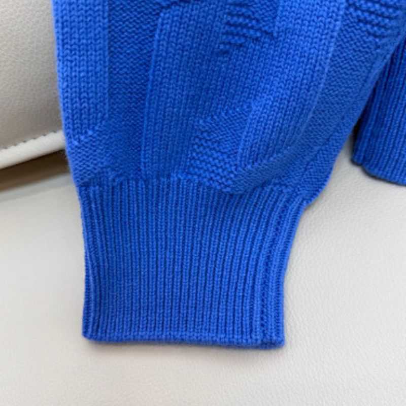 Hermès blue V-neck cable-knit cardigan