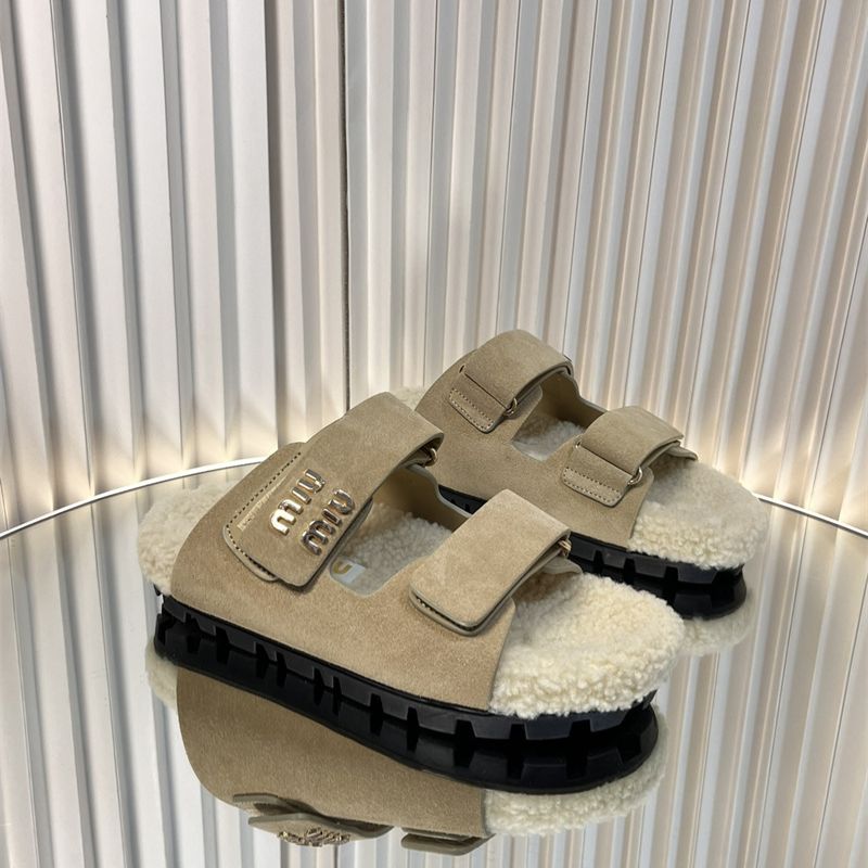 Miu Miu Birkenstock Arizona Shearling Sandal.