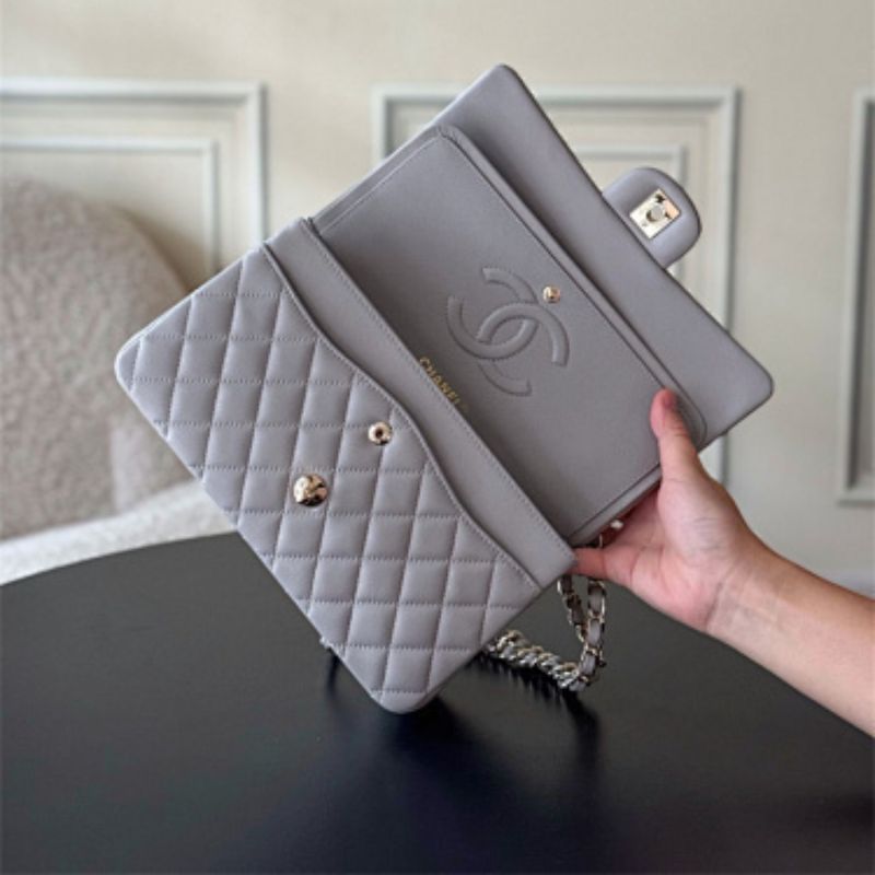 Chanel Classic Double Flap in Light Grey/Dove Grey