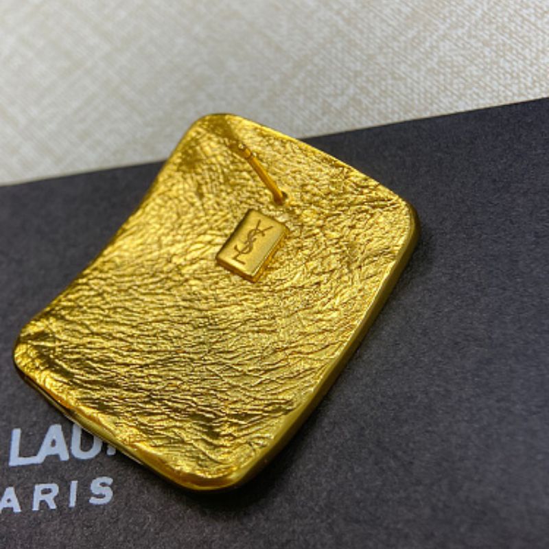 Saint Laurent Hammered YSL Monogram Stud Earrings