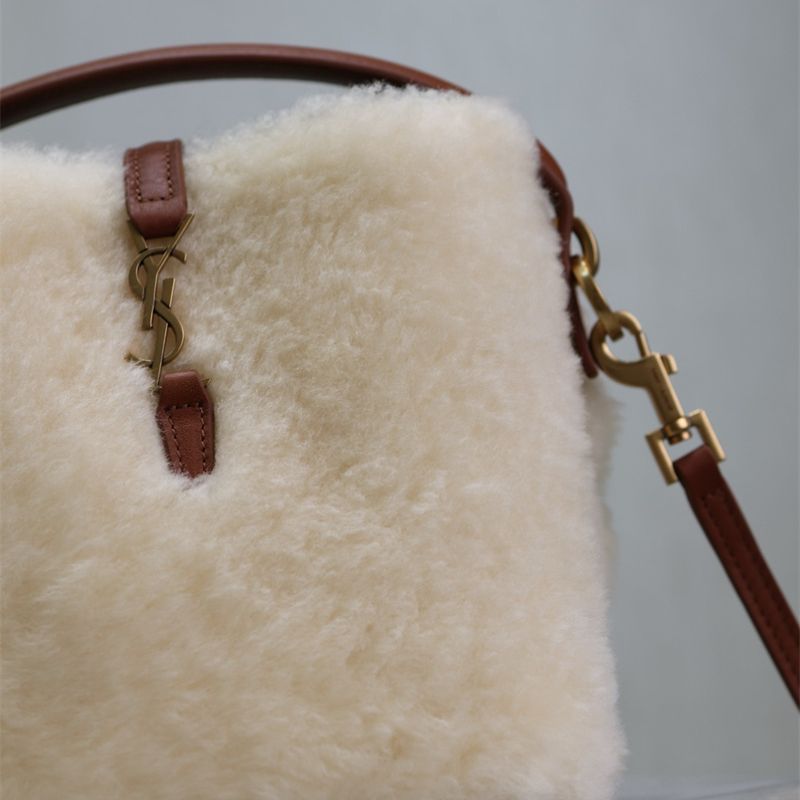 Saint Laurent Le 37 mini bucket bag in shearling