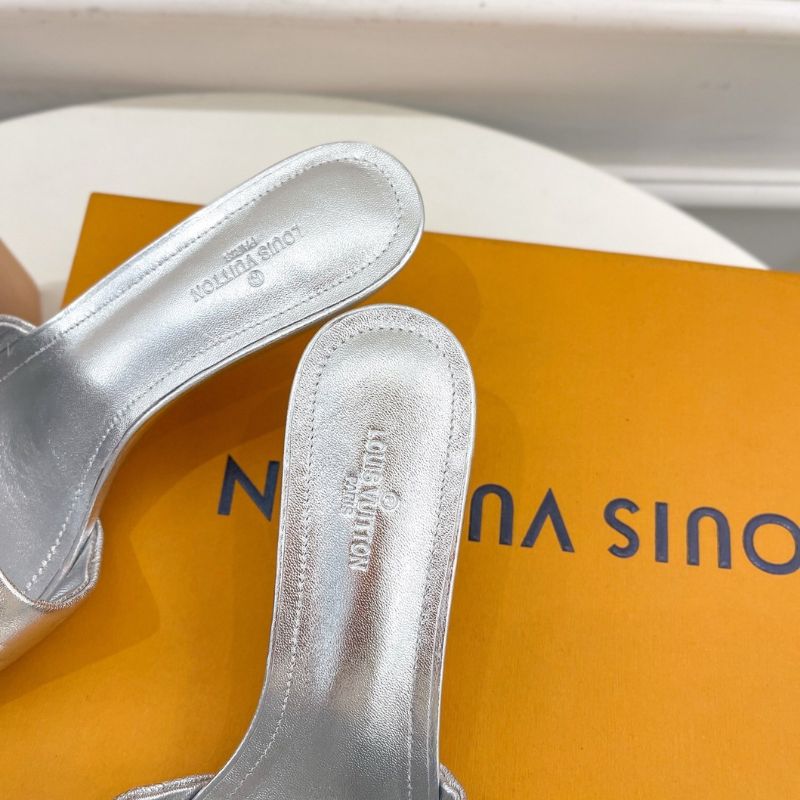 Louis Vuitton Metallic Lambskin Embossed Monogram Revival Flat Mule