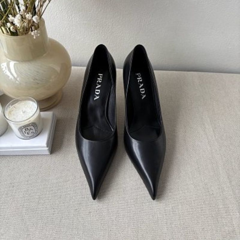 Prada 85mm Pointed-Toe Leather Pumps.