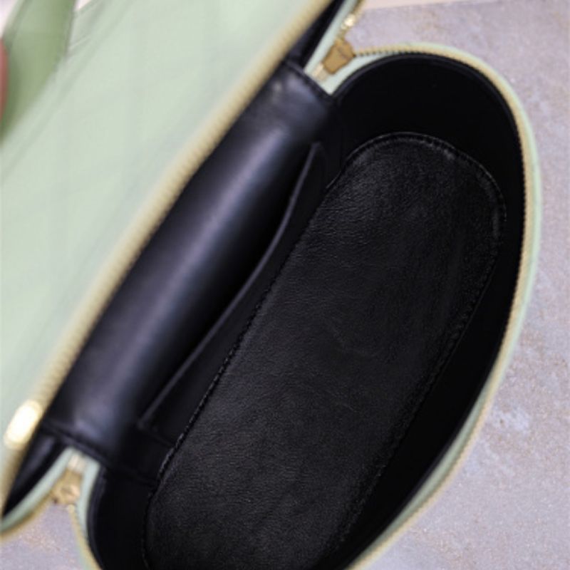 Saint Laurent Gaby Vanity Bag in a pale green shade.