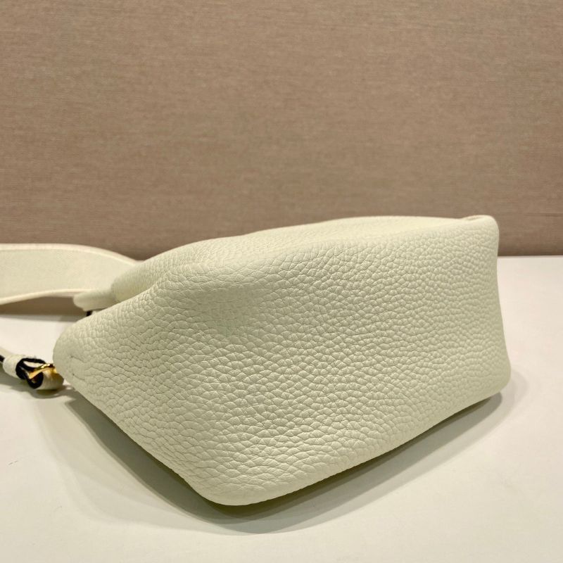 Prada Vitello Phenix Mini Leather Tote Bag in Chalk White