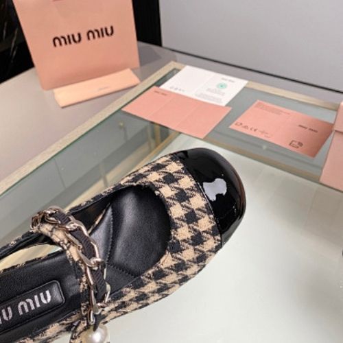 Miu Miu Houndstooth Slingback Flats,