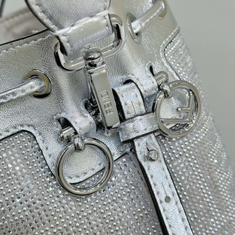 Fendi Mini Mon Trésor Bucket Bag with crystal embellishments