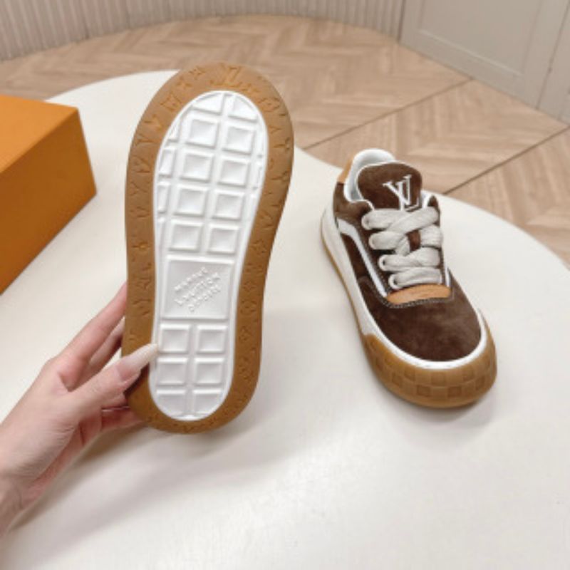 Louis Vuitton LV Skate Sneaker in the chocolate brown and gum colorway.
