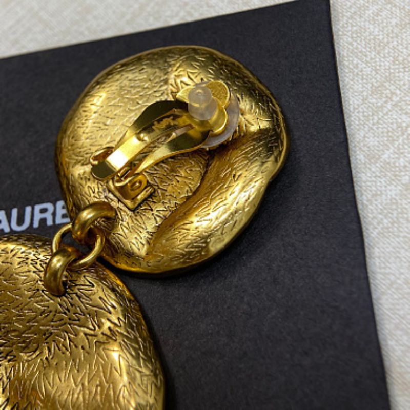 Saint Laurent Structured Abstract Disc Drop Earrings,