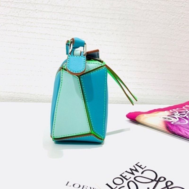 Loewe Puzzle Mini Bag in a multi-toned blue and green