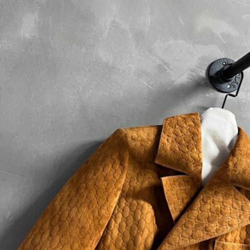 Gucci Double-breasted Horsebit-detailed Debossed Suede Blazer in a brown,