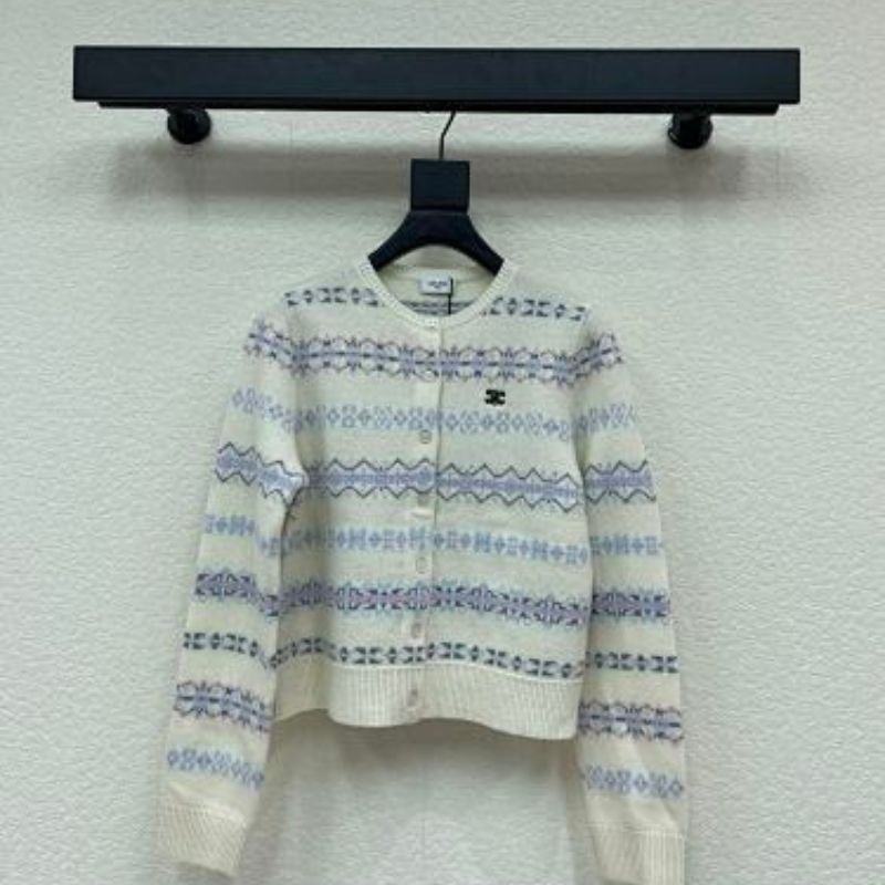 Celine cropped cardigan in Triomphe Fair Isle wool.