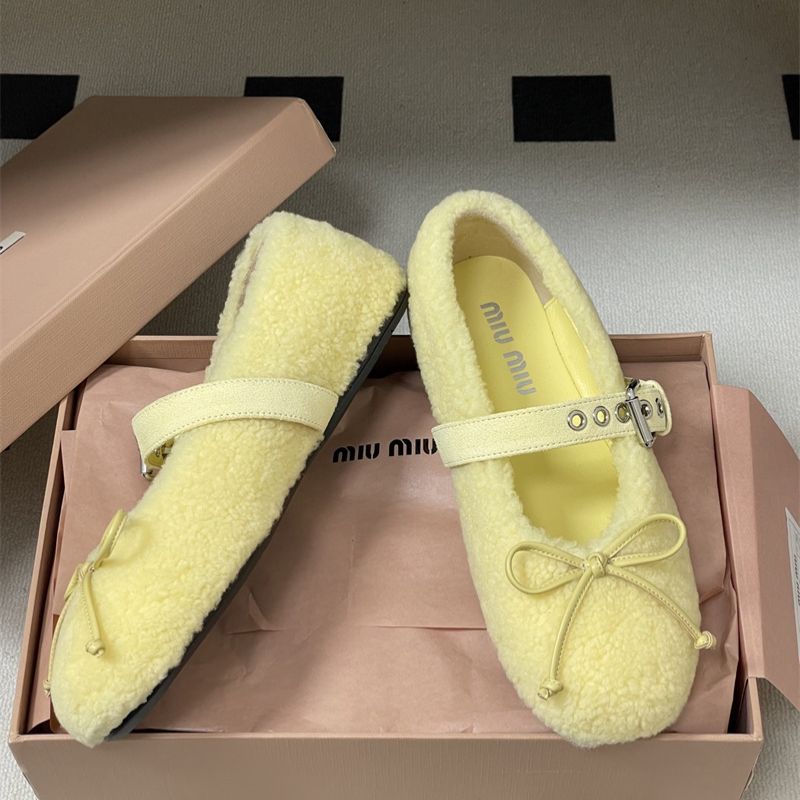 Miu Miu Shearling Ballerinas