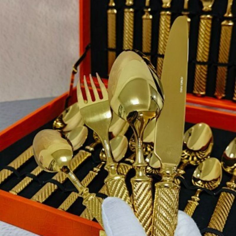 Hermès 24-piece Gold-Plated Cutlery Set,
