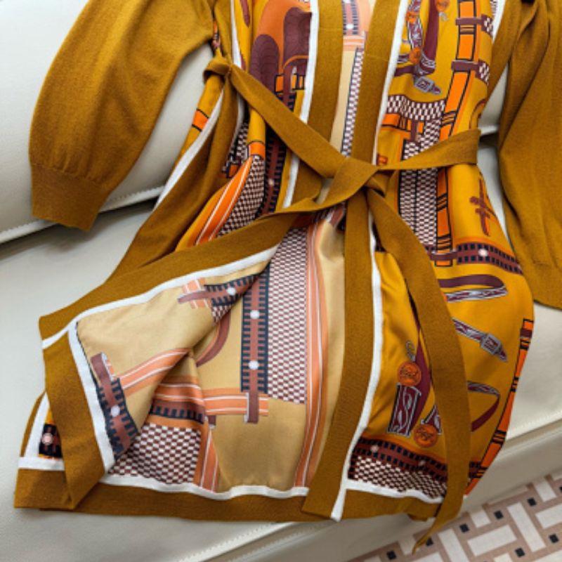 Hermès long yellow cardigan