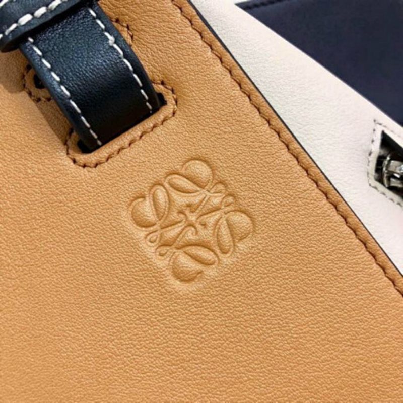 Loewe Hammock Bag in a tri-color block design of tan