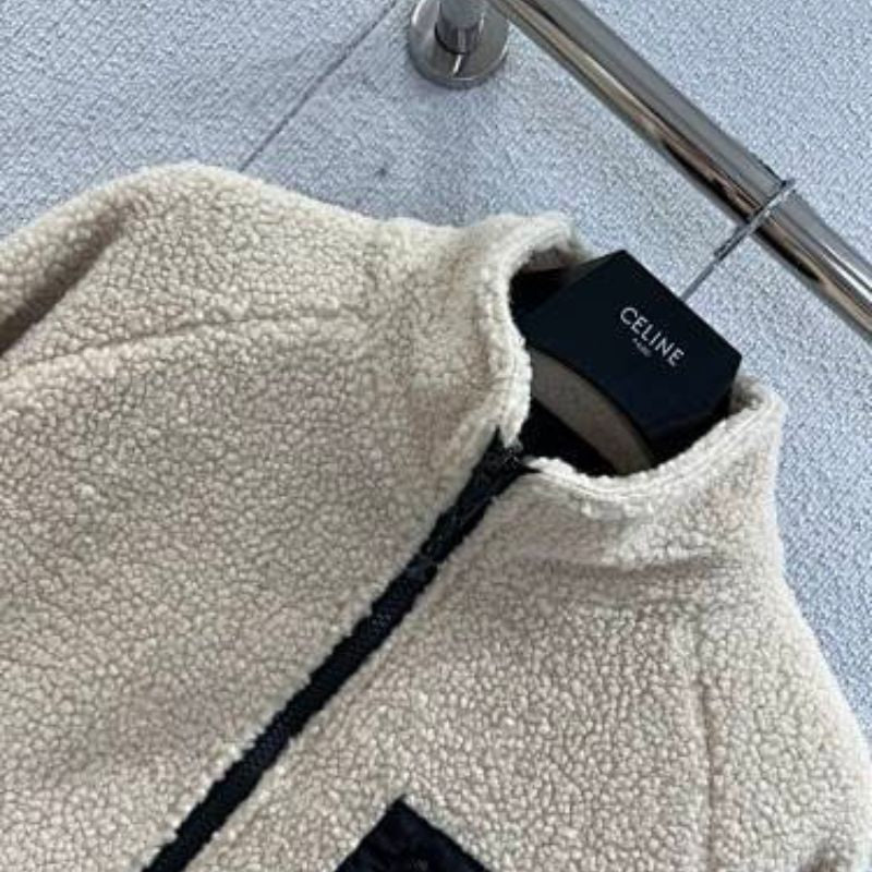 Celine high-collar Loose Jacket in Jersey Fleece