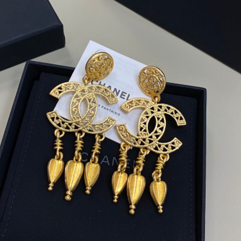 authentic vintage Chanel filigree CC chandelier earrings