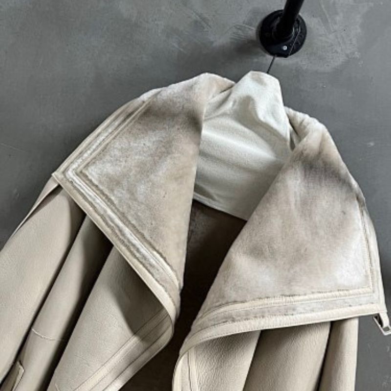 Hermès long beige reversible shearling coat