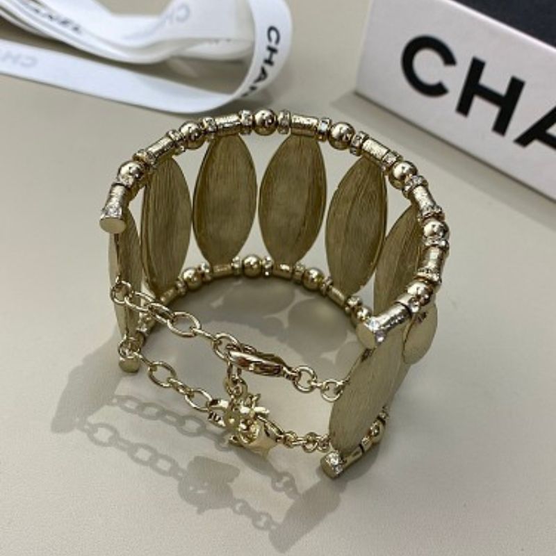 authentic Chanel textured wheat leaf cage cuff bracelet,