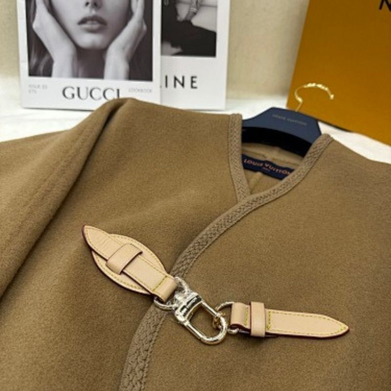 Louis Vuitton brown wool hooded cape