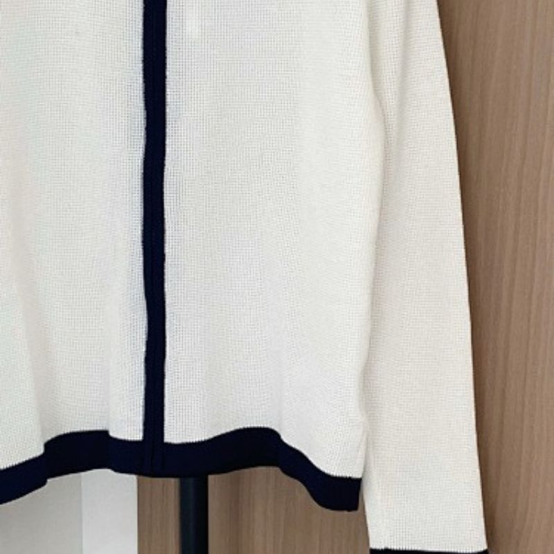 Christian Dior zipped cardigan with navy blue contrasting trim