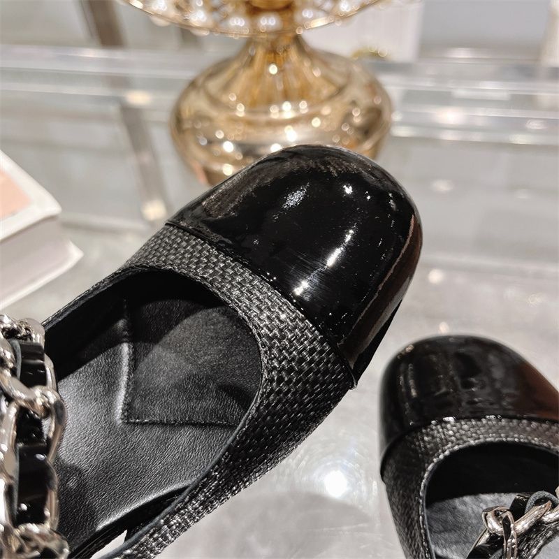 Miu Miu Velvet and Patent Leather Pearl Detail Chain Slingback flats.