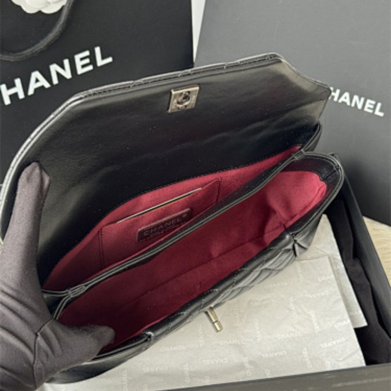 Chanel Lambskin Quilted Fold Up Again Clutch.