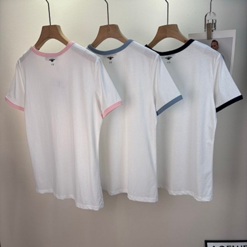 Christian Dior Dioriviera T-shirt in white cotton jersey with black trim.