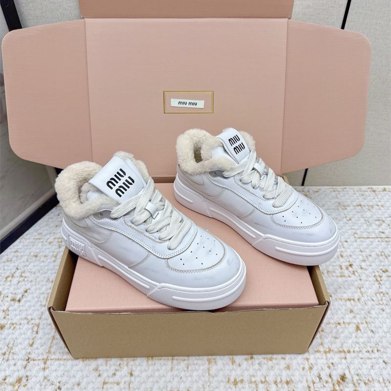 Miu Miu Bleached Leather Sneakers