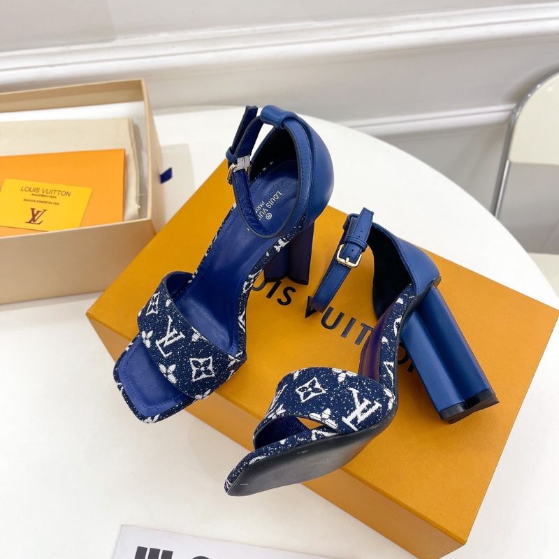 Louis Vuitton Navy Blue Monogram Canvas and Leather Silhouette Sandals