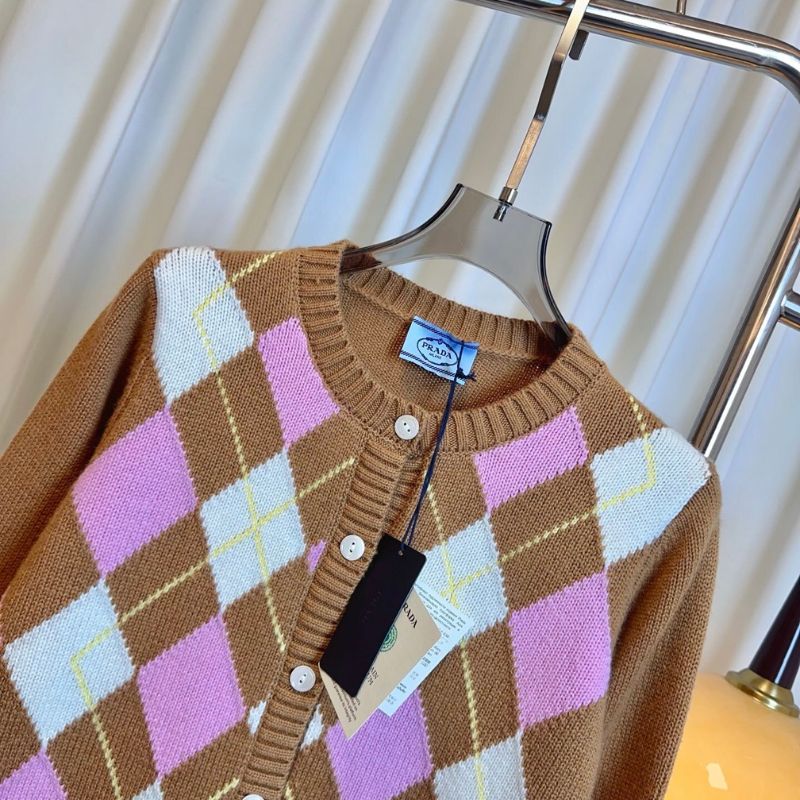 Prada Argyle wool and cashmere cardigan.