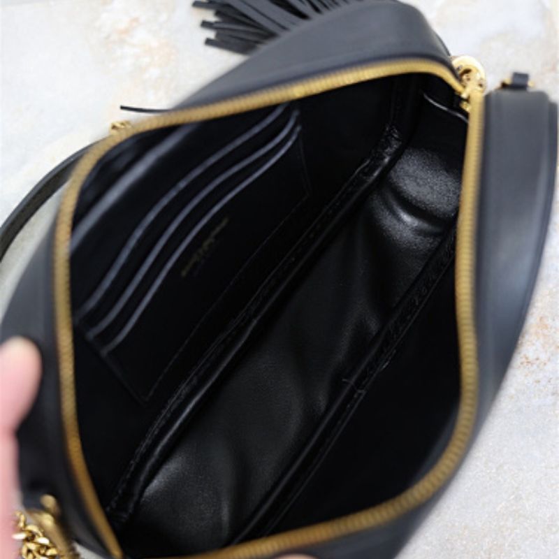 Saint Laurent Lou Mini YSL Monogram Raffia Camera Bag