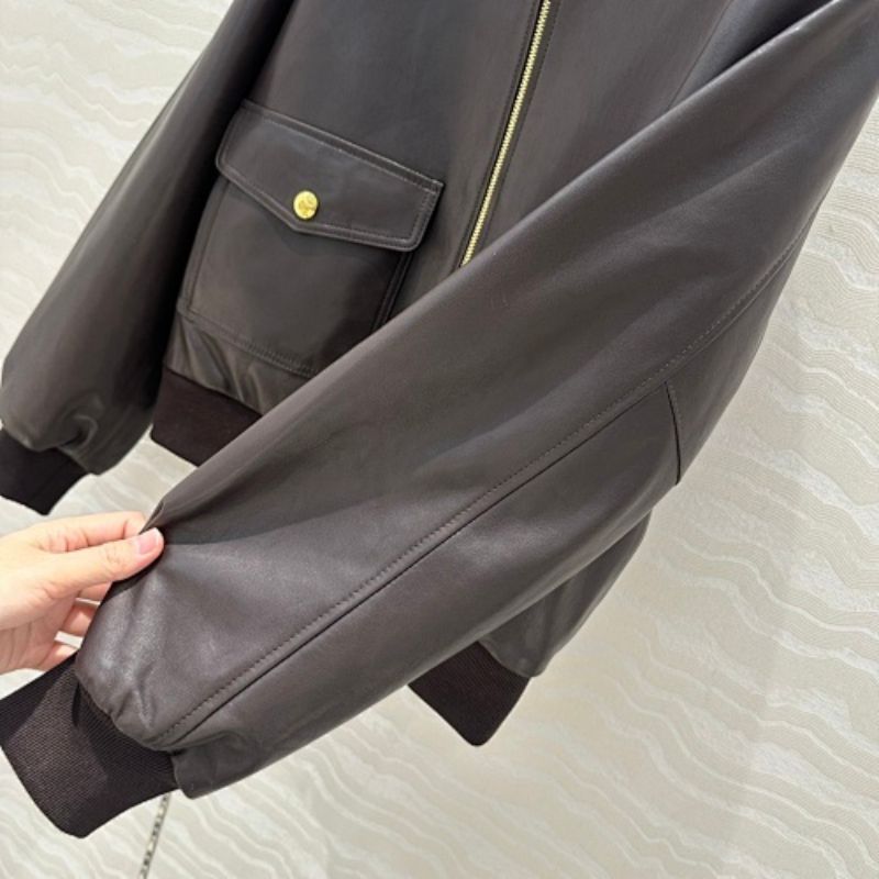 Celine Loose Aviator Blouson Jacket in Soft Lambskin.