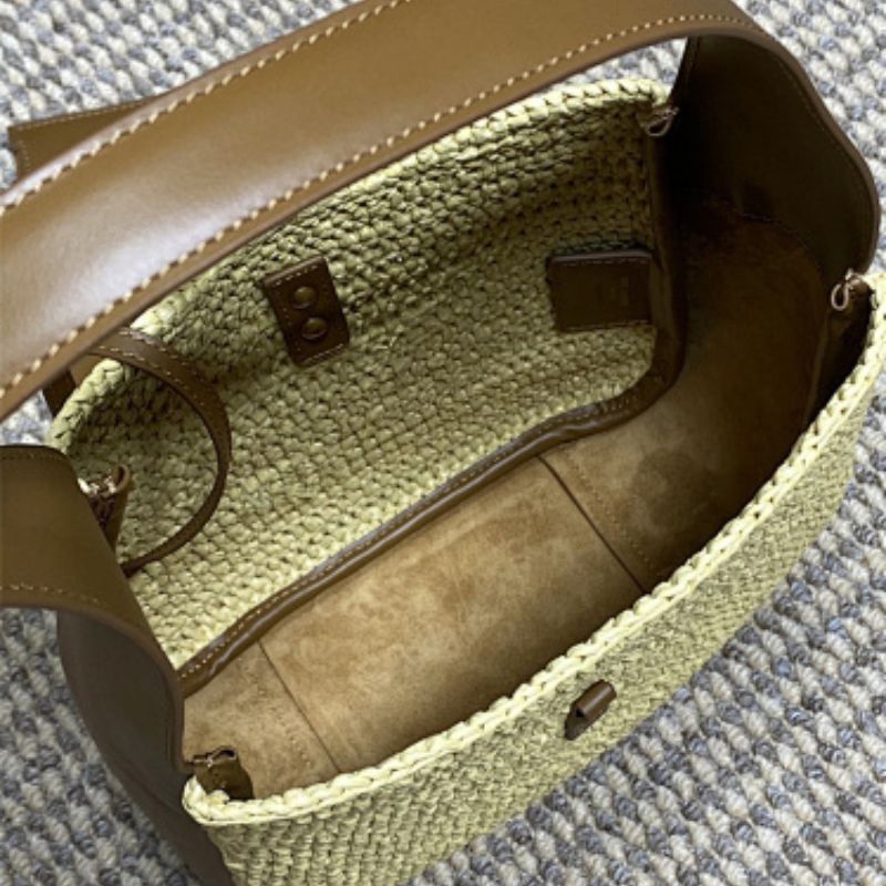 Saint Laurent Le 5 à 7 Soft Hobo in crocheted raffia.