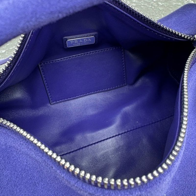 Prada Arqué Suede Mini Bag in a vibrant purple shade