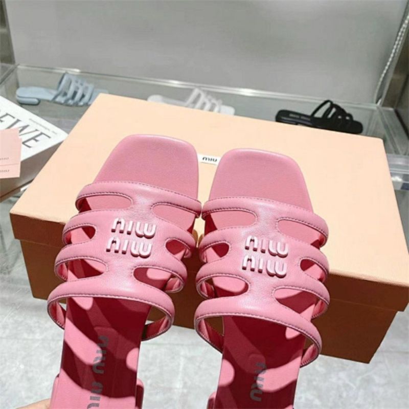 Miu Miu Pink Criss-Cross Sandals