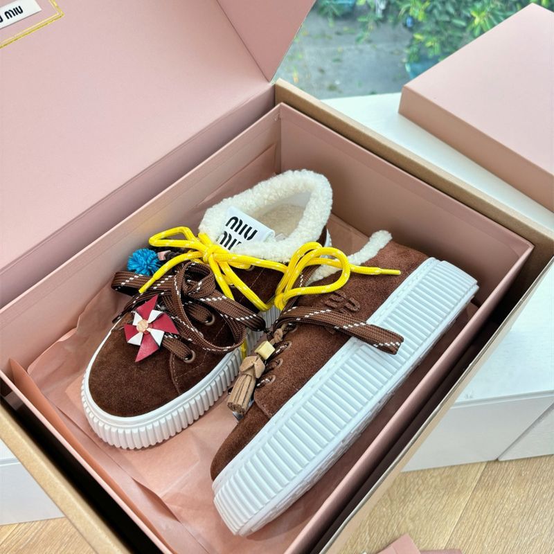 Miu Miu Suede and Shearling Sneakers